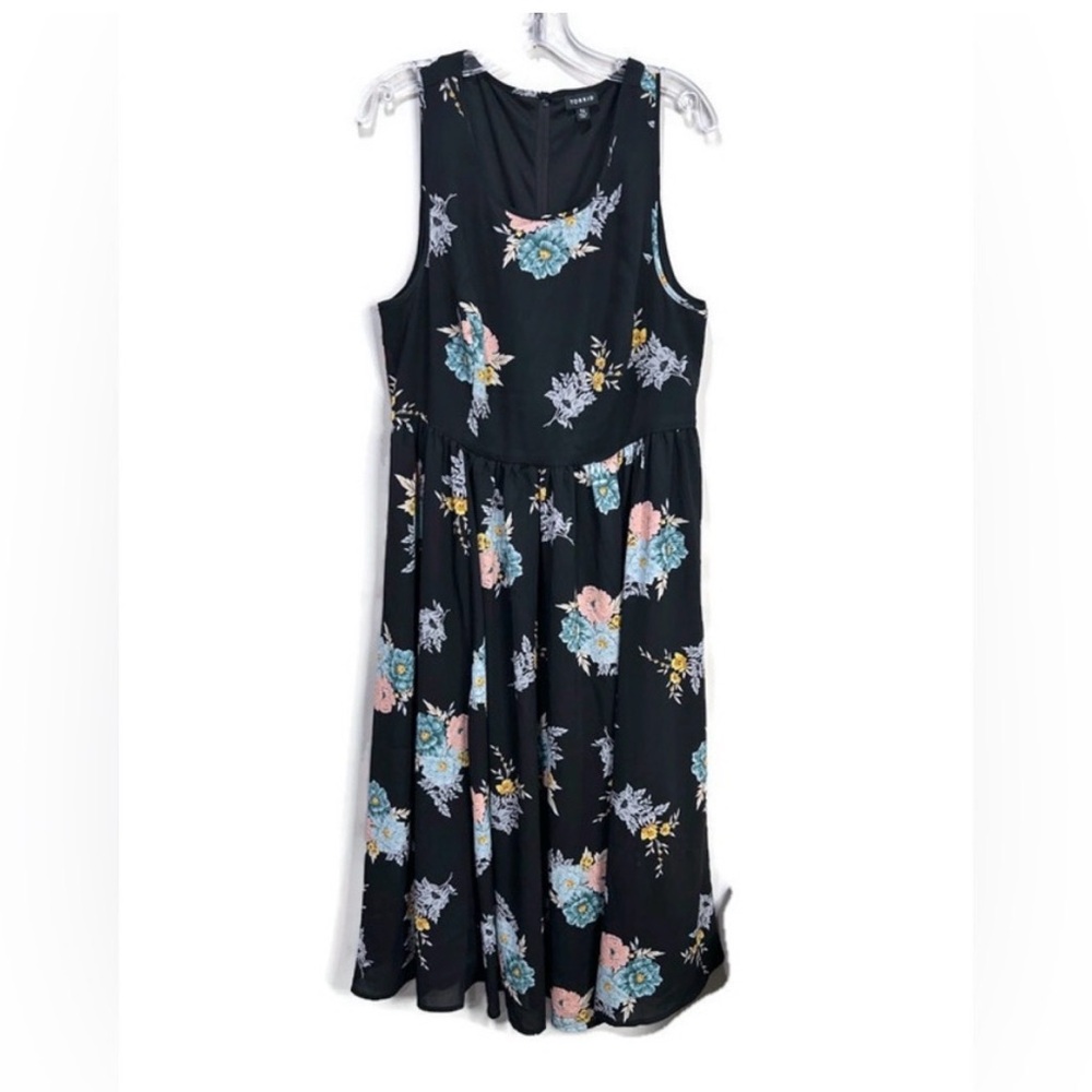 Torrid Black Floral Sleeveless Midi Dress Size 14 - Picture 6 of 6